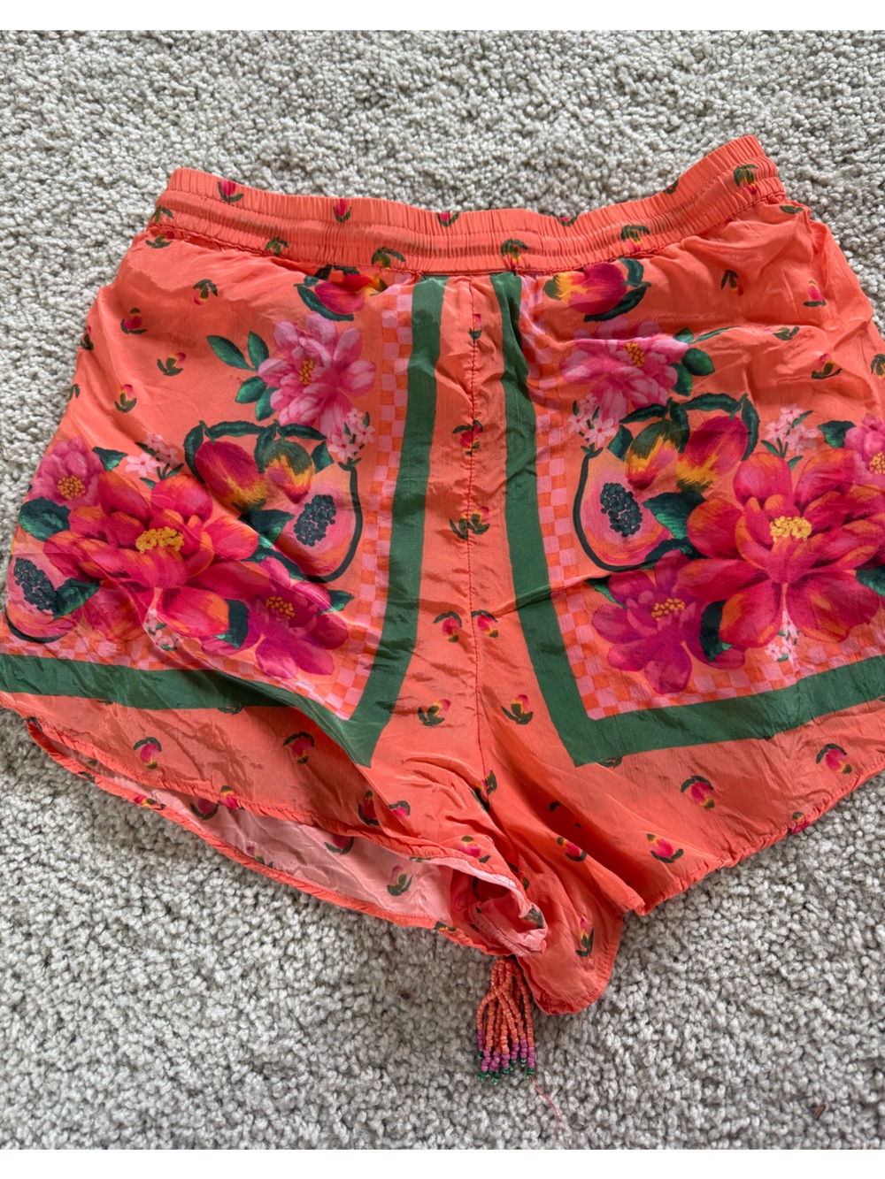 Women's Coral Floral Drawstring Shorts - Picture 2 of 4
